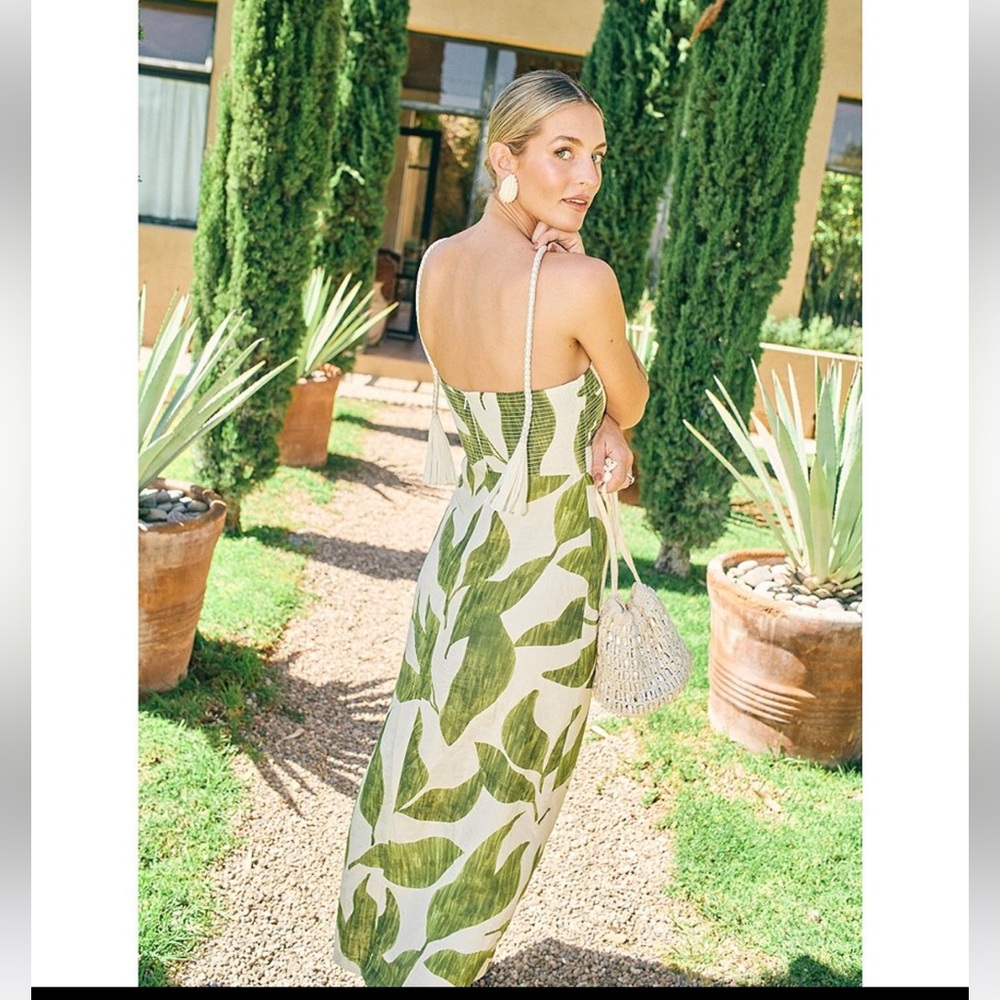 NWT Antonio Melani x M.G. Style Finley Linen Blend Sweetheart Neck Maxi Dress - Picture 7 of 16
